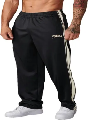 American Style Men's Sweatpants Splicing Printed Woven Belt Casual Pants Gym Sports Fitness Mid Waist Trousers