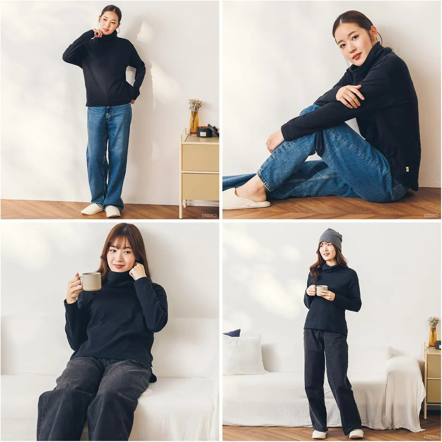 ATIRUNA] Soft Fluffy Dual Layered Off-Turtleneck Knit AT210023 Made in Japan