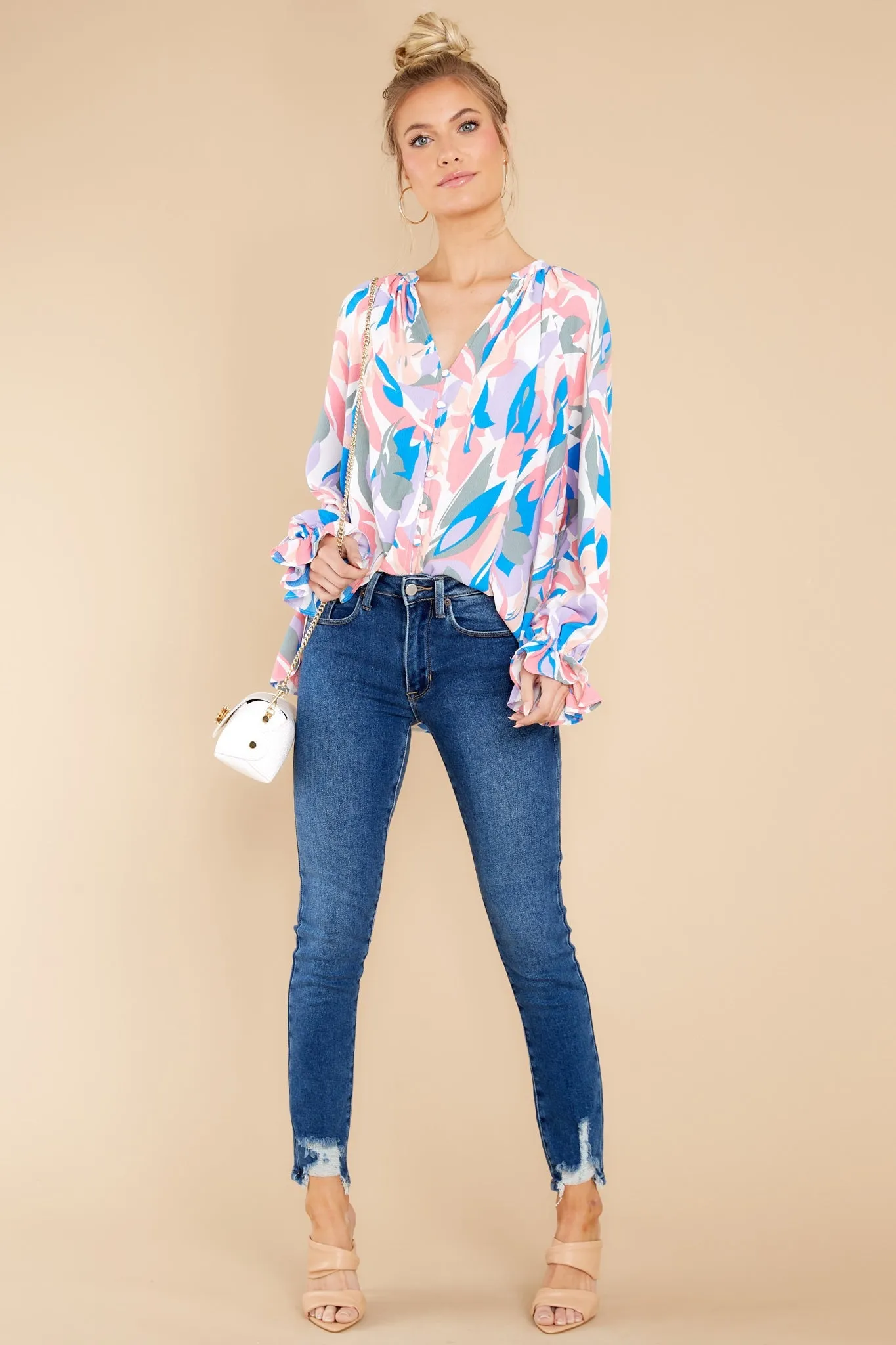 Bold And Beautiful Blue Multi Print Top