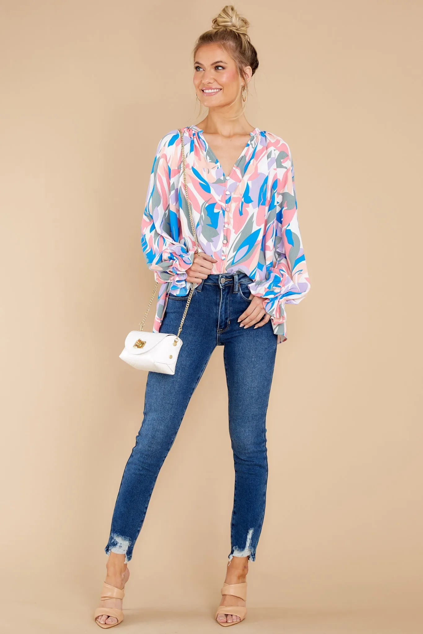 Bold And Beautiful Blue Multi Print Top