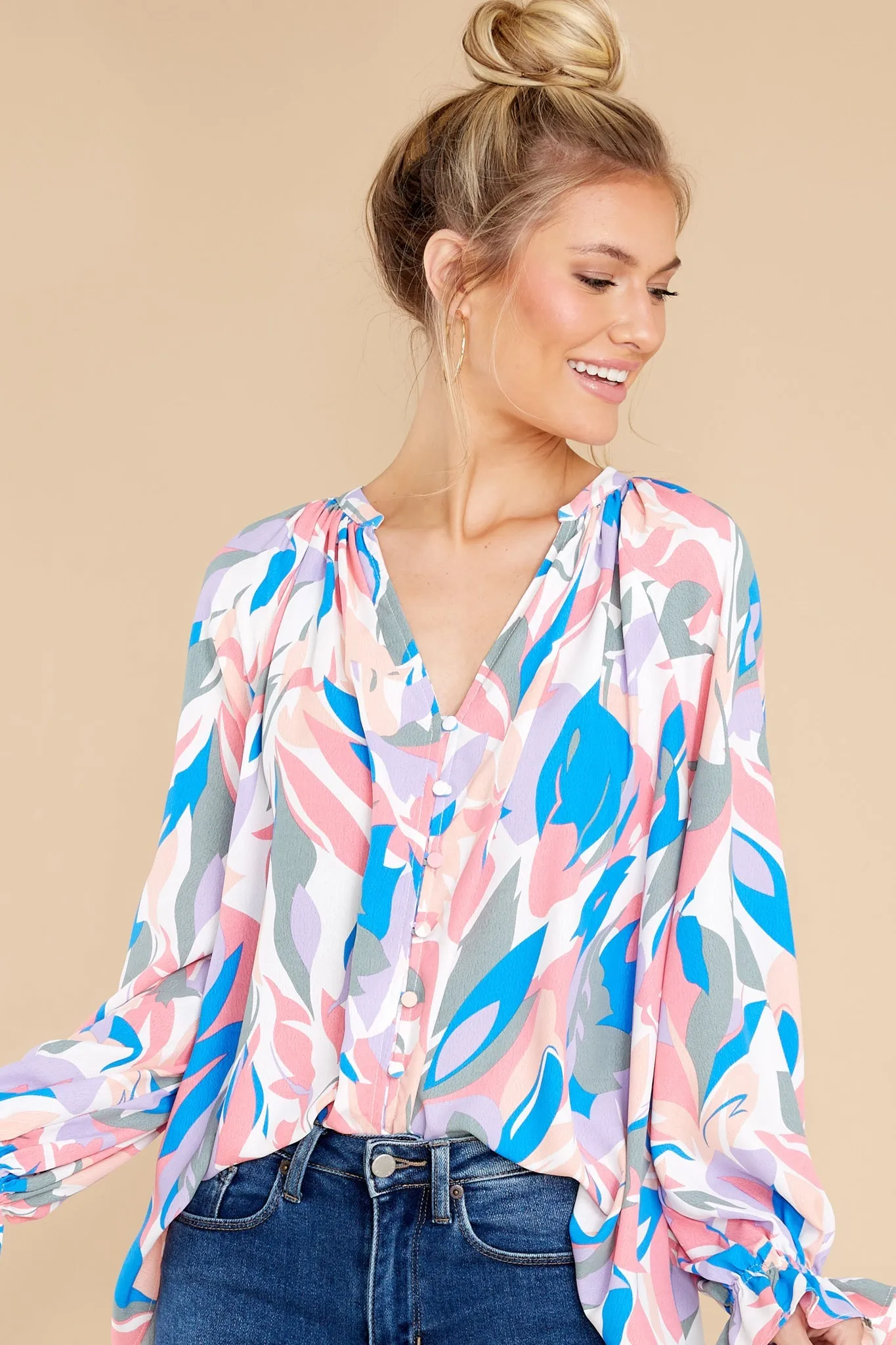 Bold And Beautiful Blue Multi Print Top