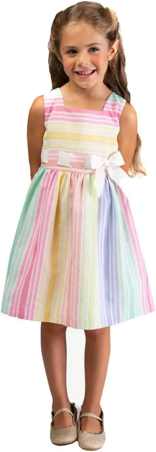 Bonnie Jean Easter Dress Spring Striped Dress for Baby Toddler and Little Girls