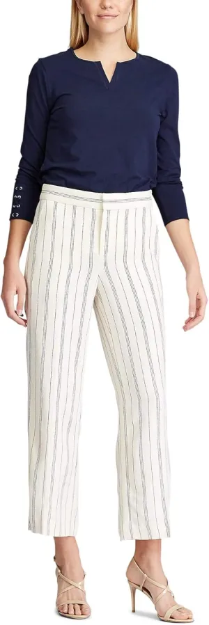 Chaps Women's Casual Wide Leg Linen Blend Long Pants Trousers