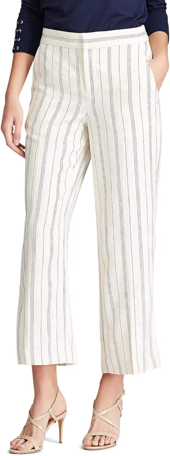 Chaps Women's Casual Wide Leg Linen Blend Long Pants Trousers