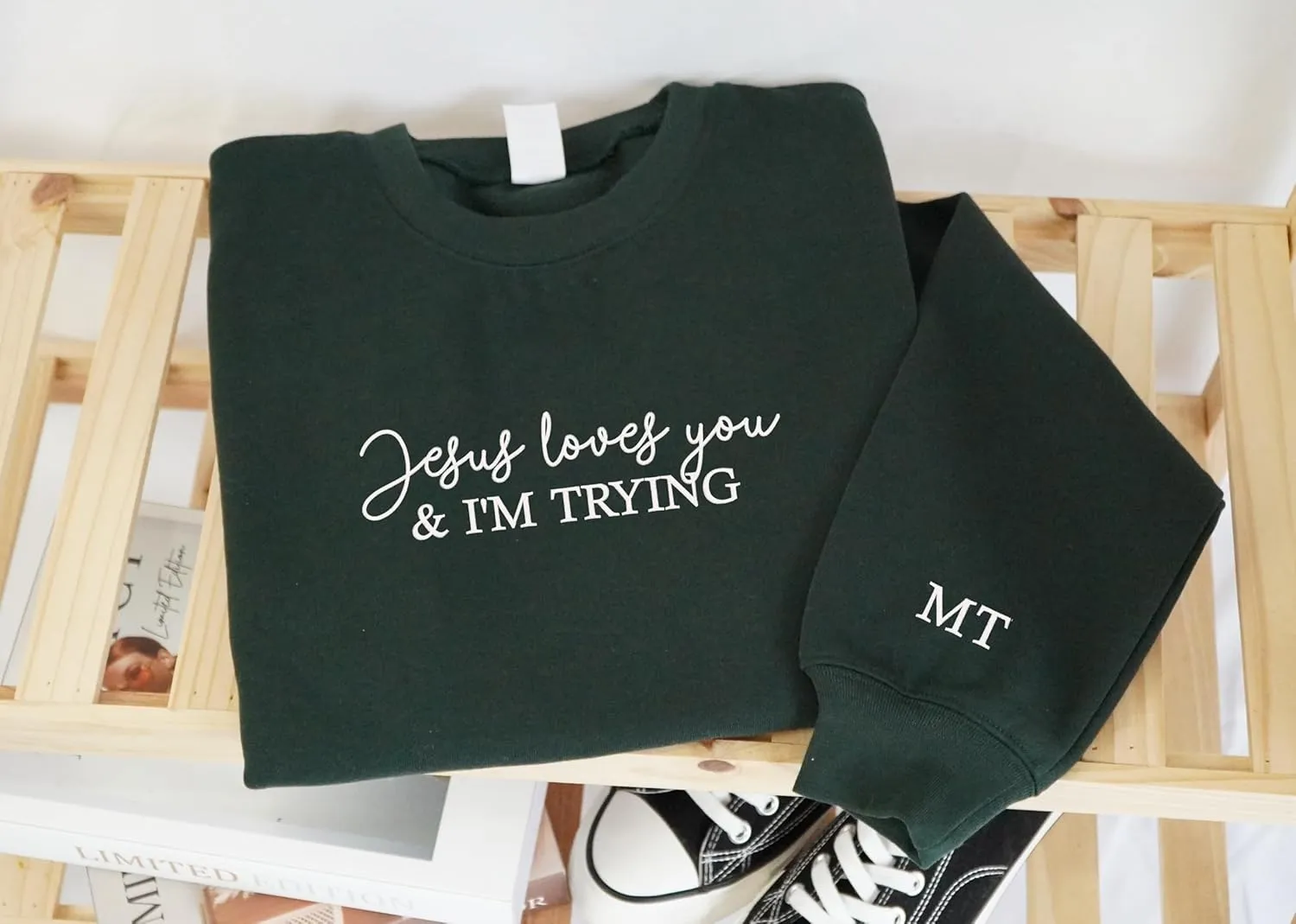 Christian Embroidered Crewneck Sweatshirt, Bible Verse Shirt, Embroidery Faith T-Shirt