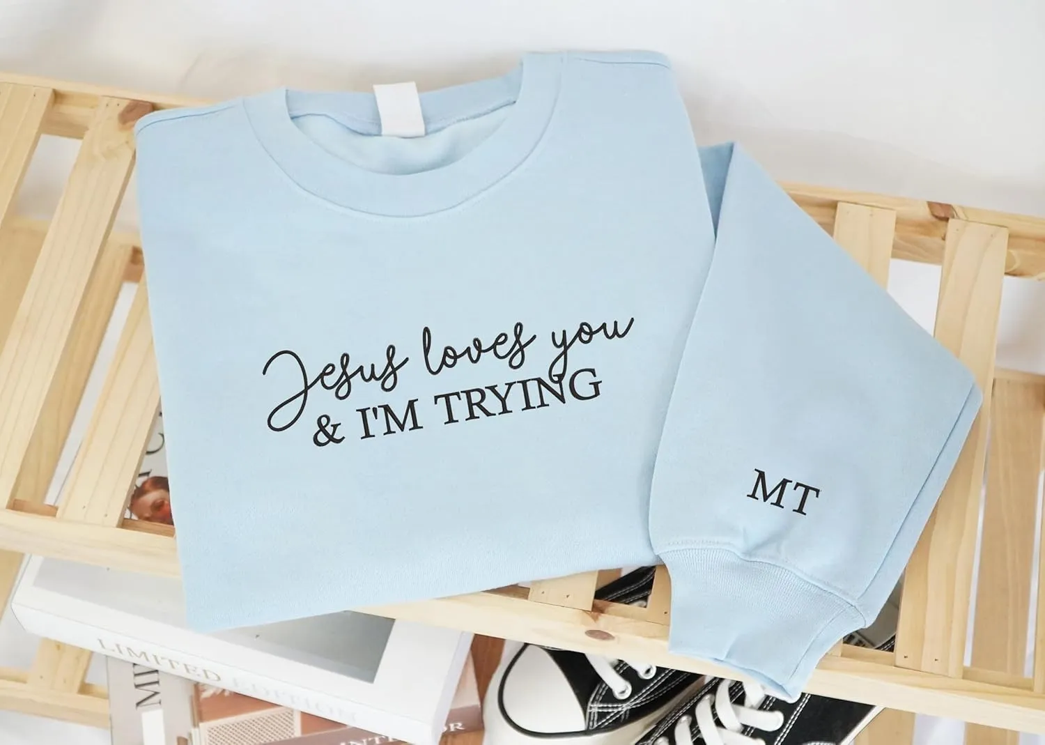 Christian Embroidered Crewneck Sweatshirt, Bible Verse Shirt, Embroidery Faith T-Shirt