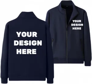 Custom Fleece Hoodie Jacket Personalized Full-Zip Sweatshirts for Men Women Warm Coat With Pocket
