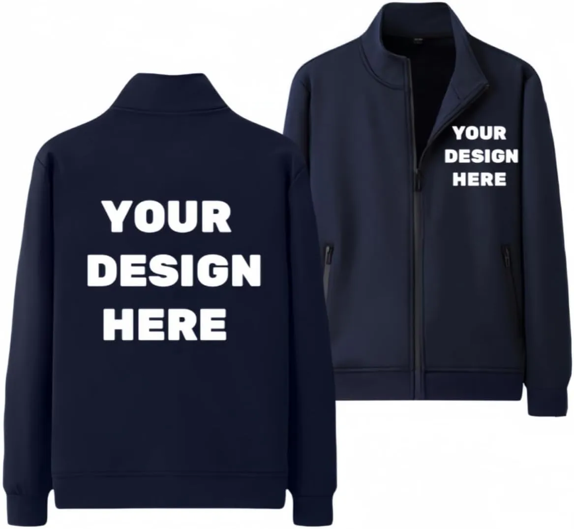 Custom Fleece Hoodie Jacket Personalized Full-Zip Sweatshirts for Men Women Warm Coat With Pocket