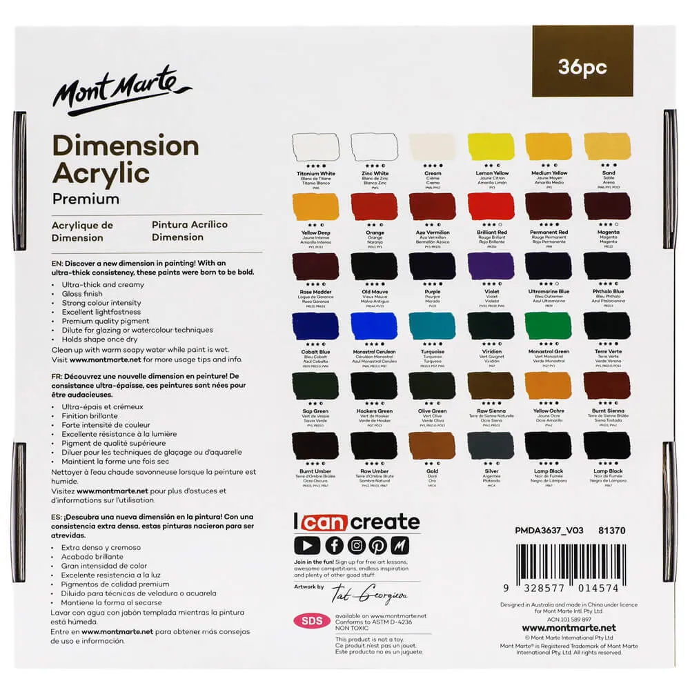 Dimension Acrylic Premium 36pc x 37ml (1.25 US fl.oz)
