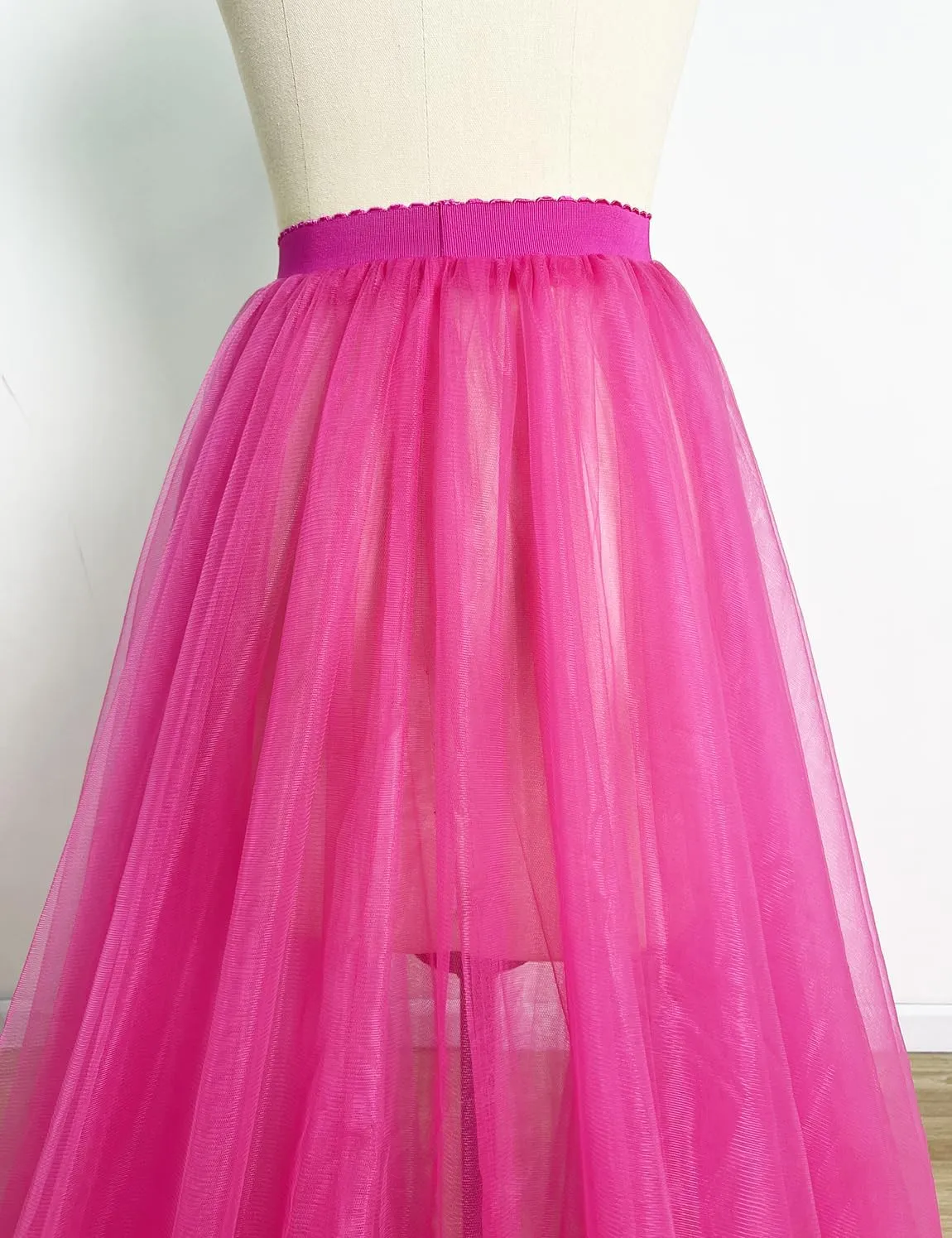 EllieWely Overskirt Short Front Long Back Party Tutu Tulle Skirt R05