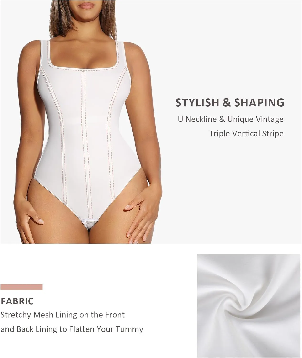 FeelinGirl Bodysuit for Women Tummy Control Corset Tops for Women Square Neck Body Suit Slimming Going Out Bodysuits
