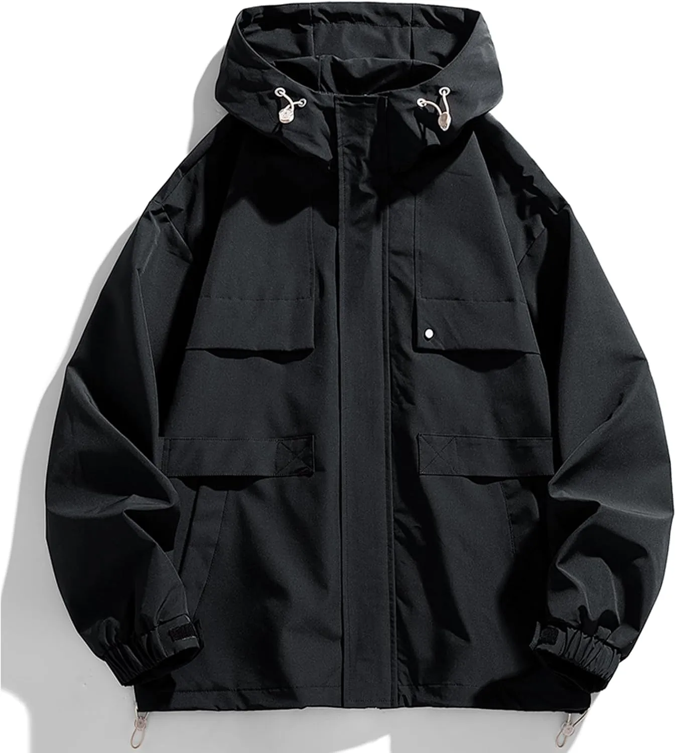 FoxQ Mens Jacket Casual Lightweight Hooded Windbreaker softshell Easy-Care Zip-Up Versatile Outdoor Comfort Activities Coat