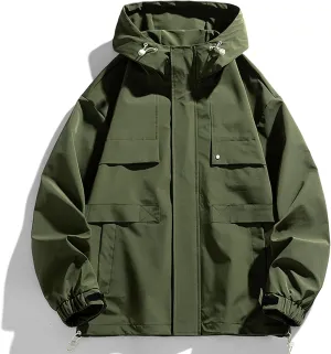 FoxQ Mens Jacket Casual Lightweight Hooded Windbreaker softshell Easy-Care Zip-Up Versatile Outdoor Comfort Activities Coat