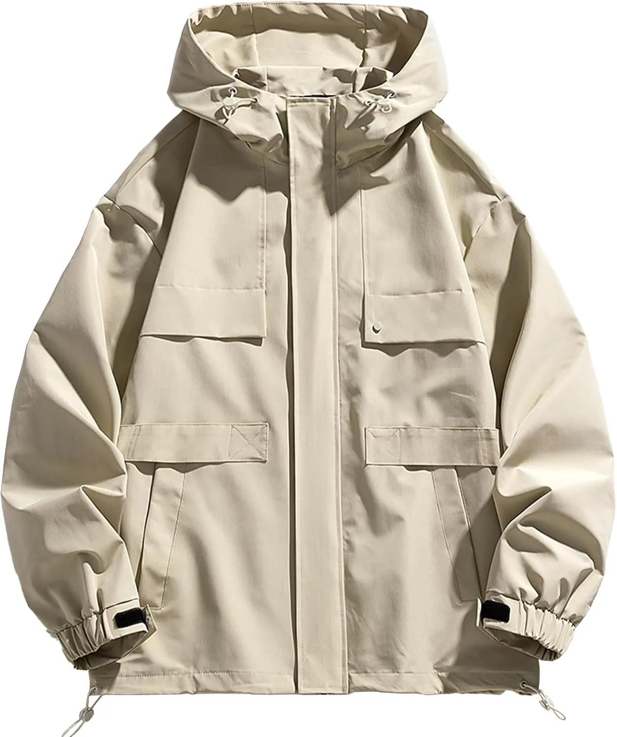 FoxQ Mens Jacket Casual Lightweight Hooded Windbreaker softshell Easy-Care Zip-Up Versatile Outdoor Comfort Activities Coat