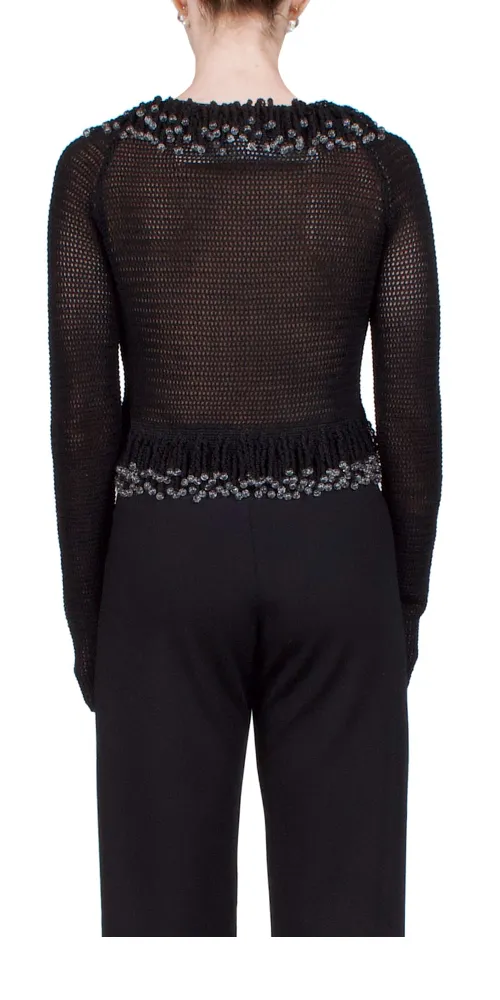 Fringe Cardigan Black