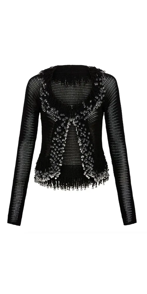 Fringe Cardigan Black