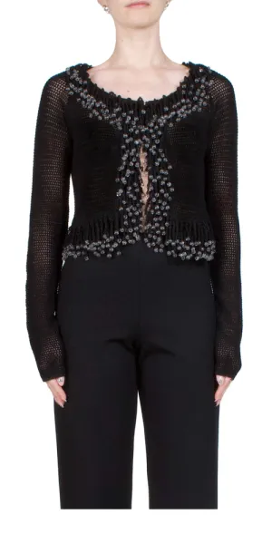 Fringe Cardigan Black