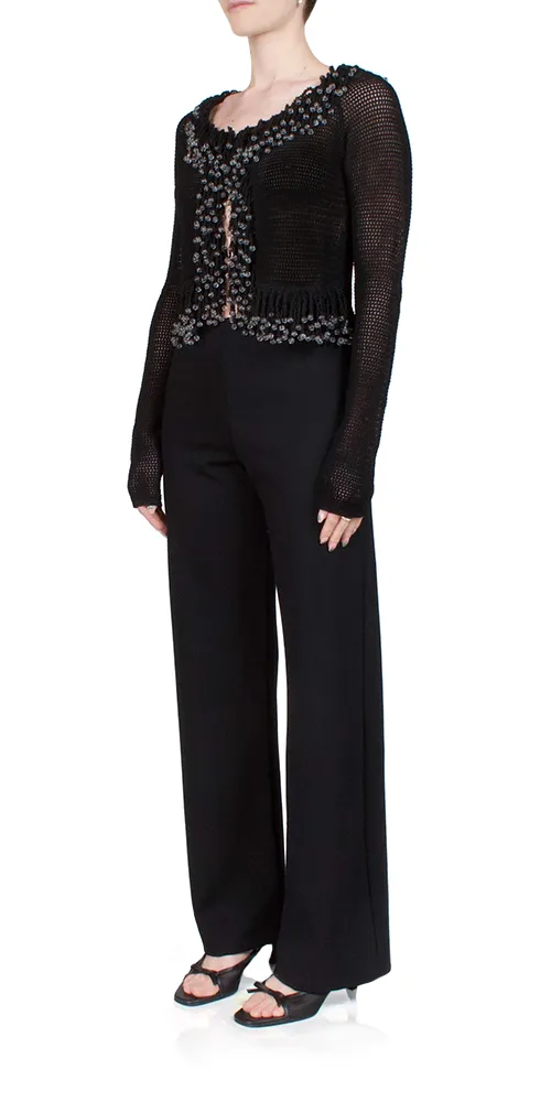 Fringe Cardigan Black