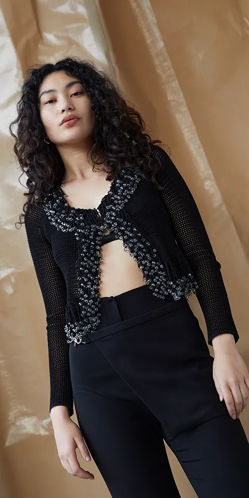 Fringe Cardigan Black