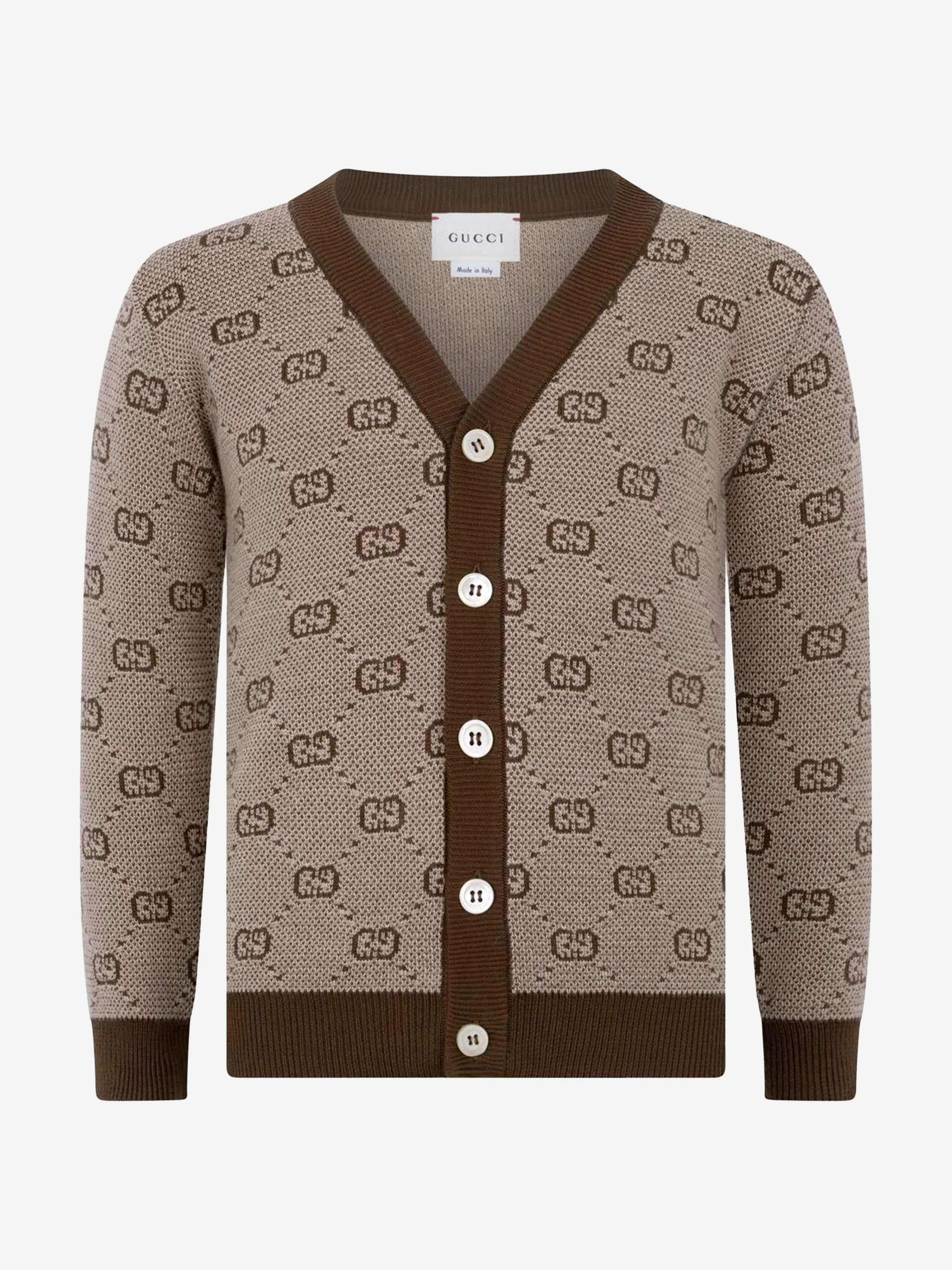 Gucci Boys Cardigan - Beige Wool GG Cardigan