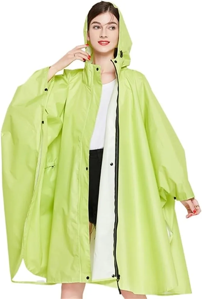 Hooded Rain Coat Trench Women Men Waterproof Outdoors Hiking Raincoat Poncho Cloak Camp Rainwear