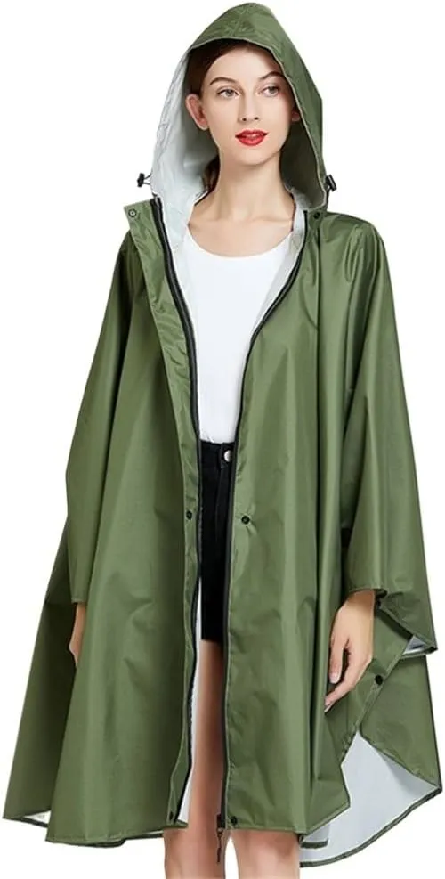 Hooded Rain Coat Trench Women Men Waterproof Outdoors Hiking Raincoat Poncho Cloak Camp Rainwear