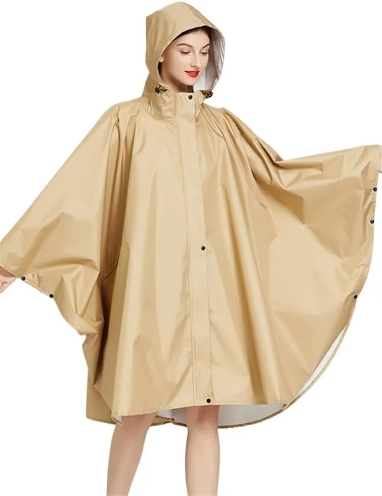 Hooded Rain Coat Trench Women Men Waterproof Outdoors Hiking Raincoat Poncho Cloak Camp Rainwear