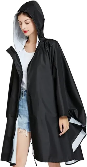 Hooded Rain Coat Trench Women Men Waterproof Outdoors Hiking Raincoat Poncho Cloak Camp Rainwear