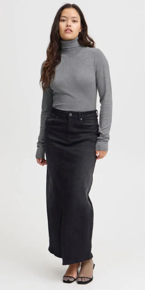 Ichi Fine Knit Turtleneck, heathered grey