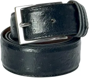 Ivan Troy Men’s Casual Italian Leather Embossed Ostrich Belt|Dress Belt With Jean Classic Silver Buckle