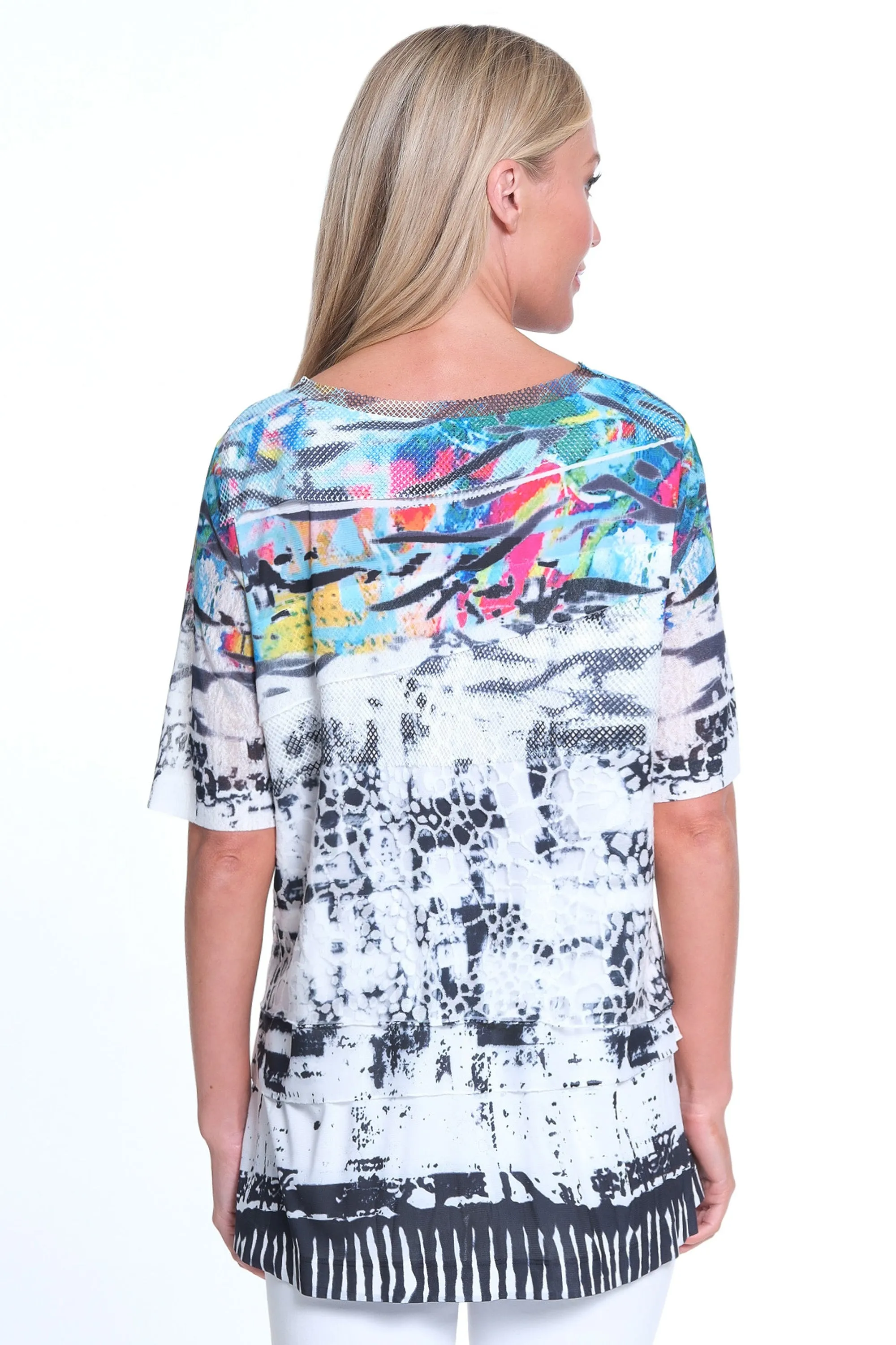 Layered Print Knit Tunic- Multi