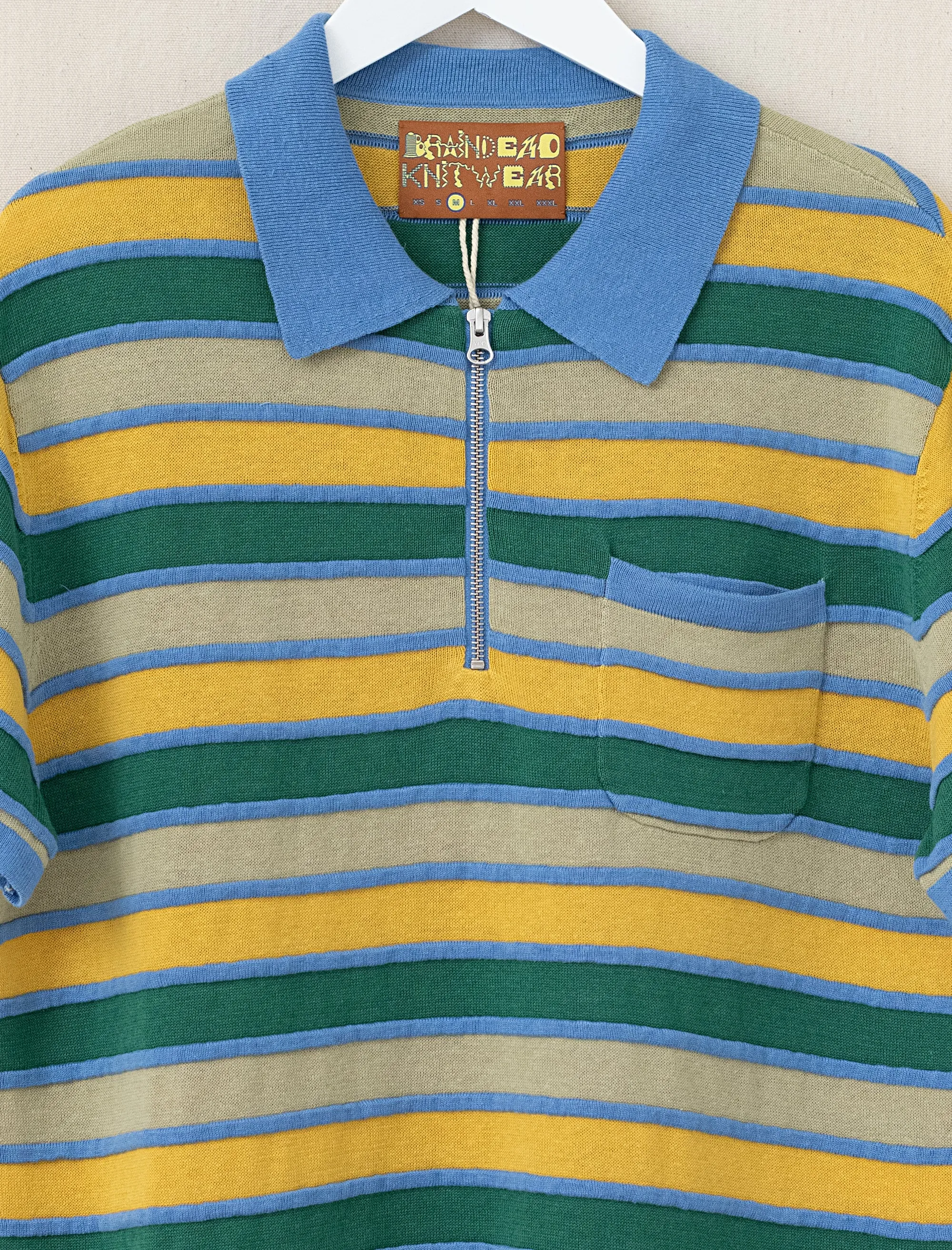 Lifted Stripe Half Zip Shirt (Yellow)