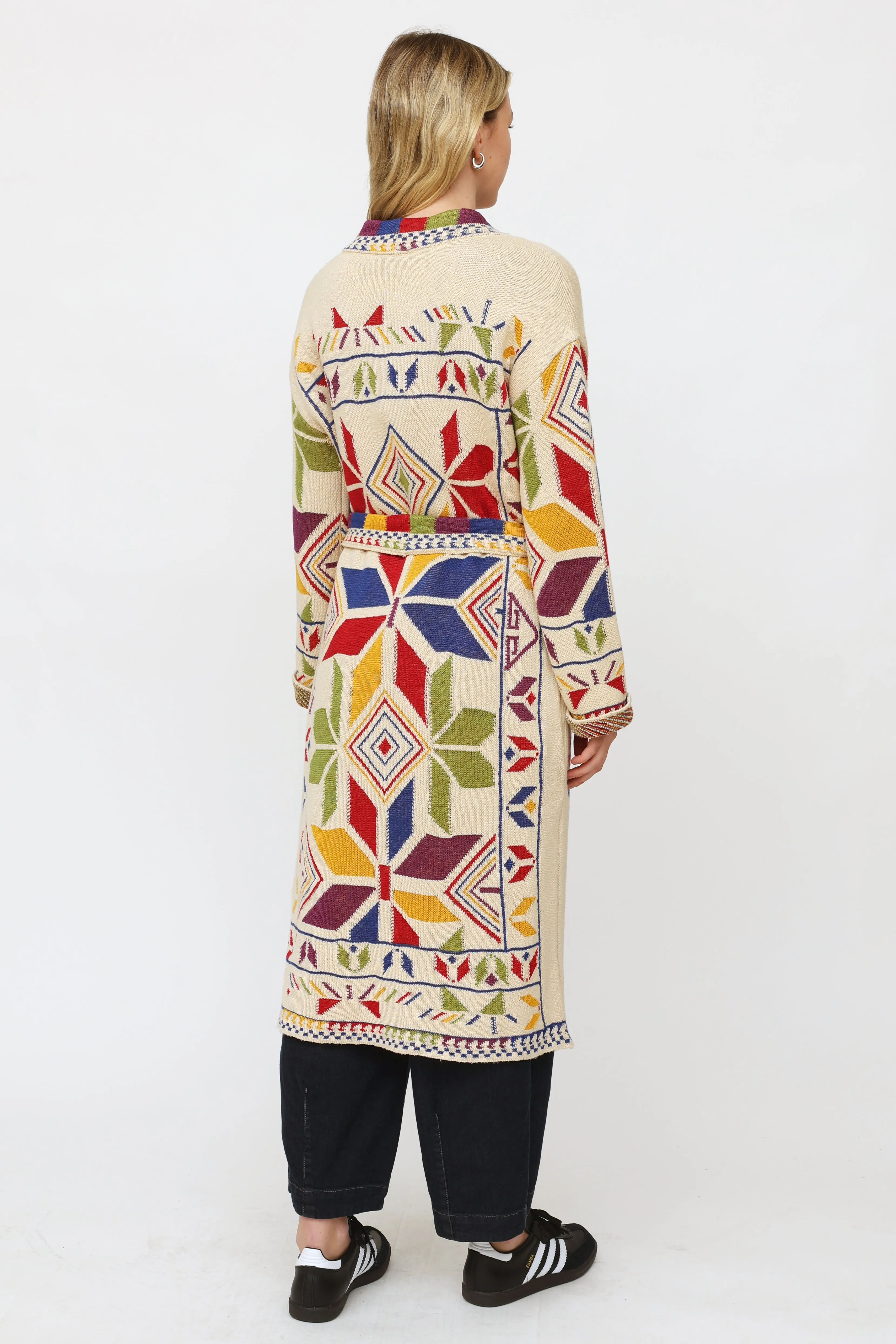 Multicolored Geometric Knit Cardigan