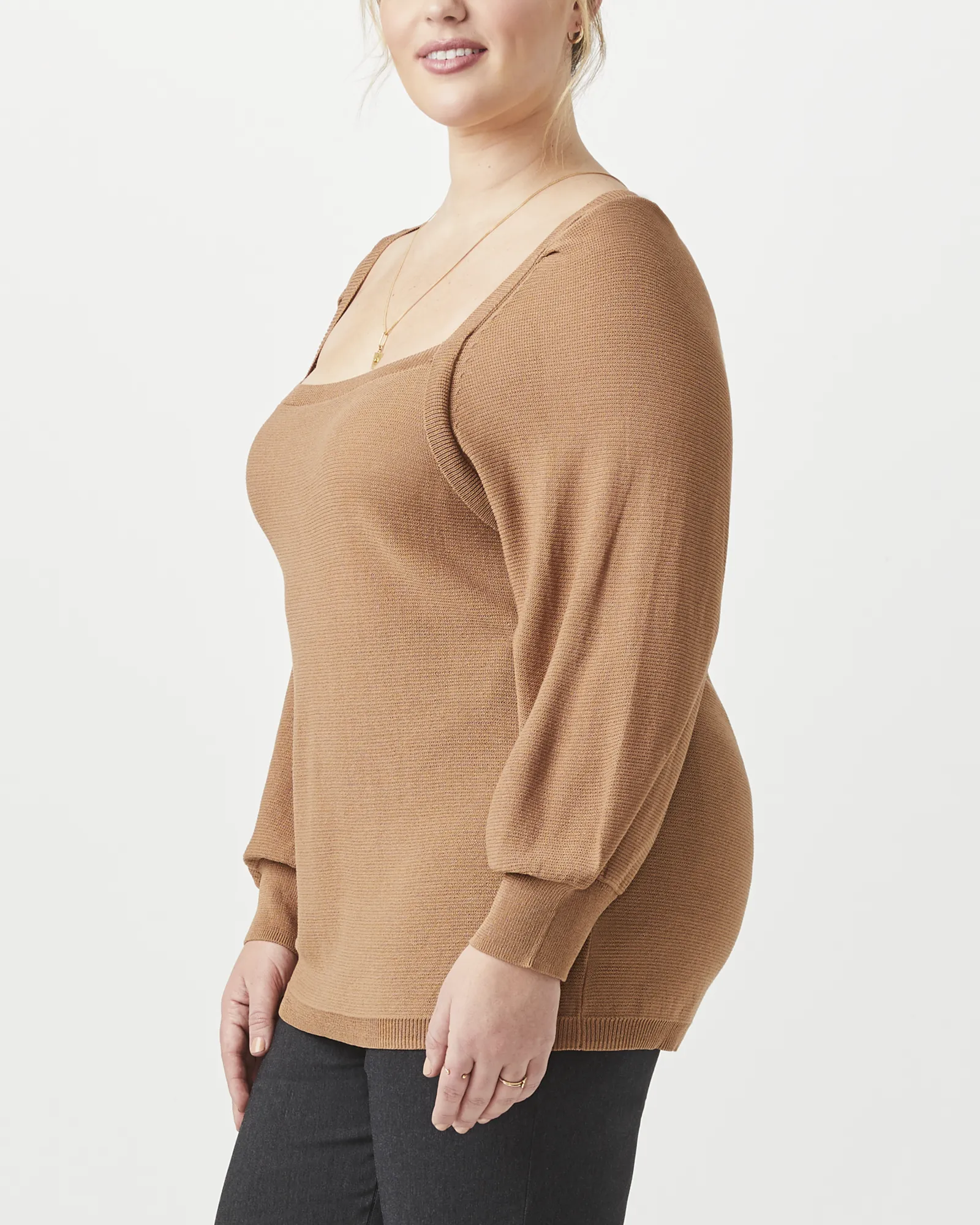 Odette Square-Neck Sweater | Brown