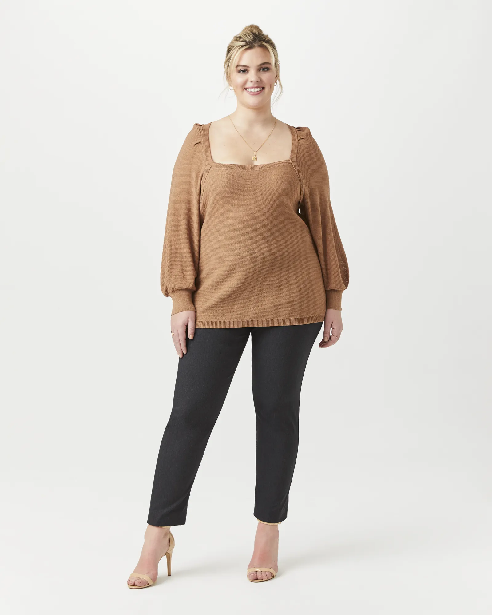 Odette Square-Neck Sweater | Brown