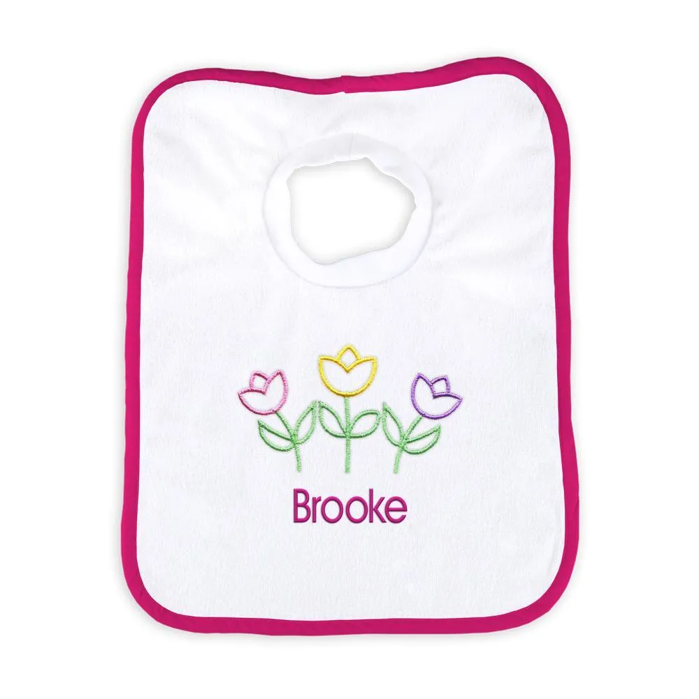 Personalized Basic Bib with Three Tulips
