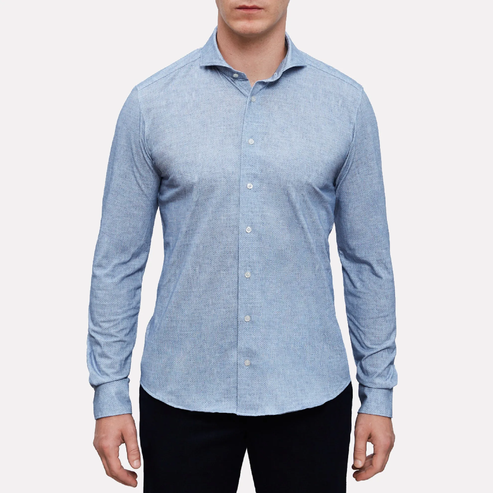 Premium Quality Jersey Knit Long Sleeve Shirt / Bright Blue