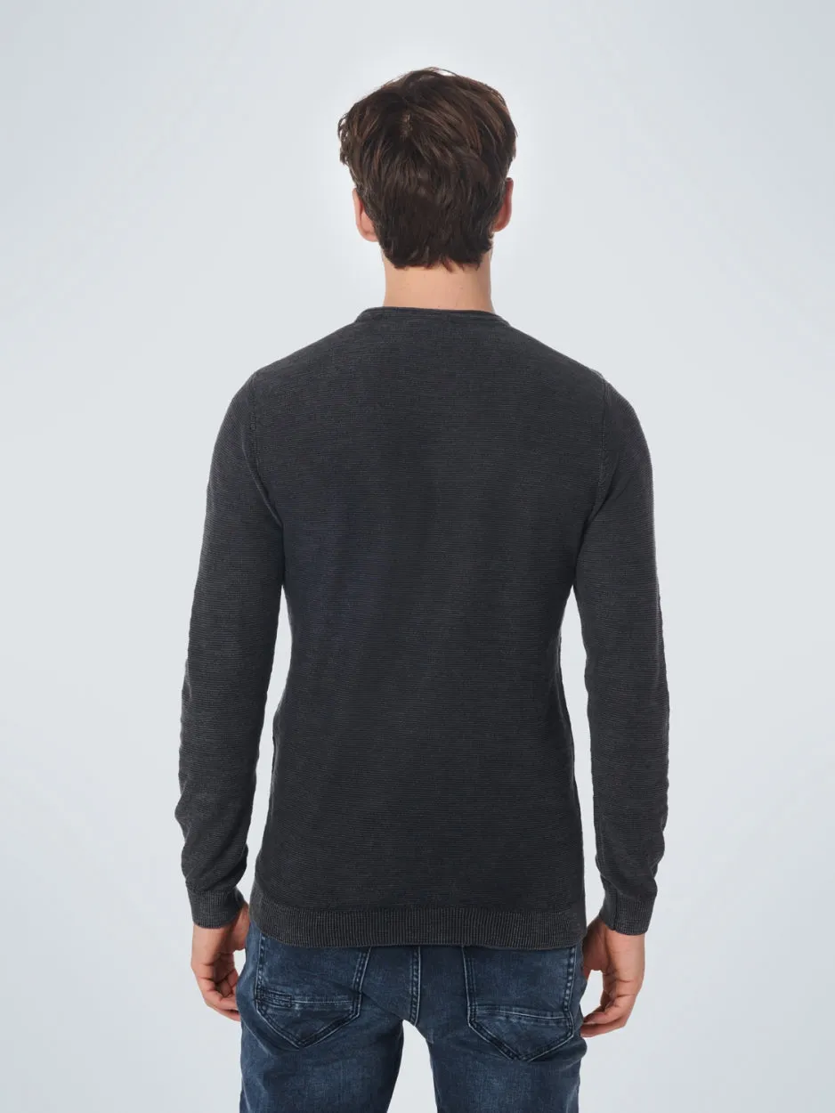 Pullover Crewneck Relief Garment Dyed   Stone Washed | Black