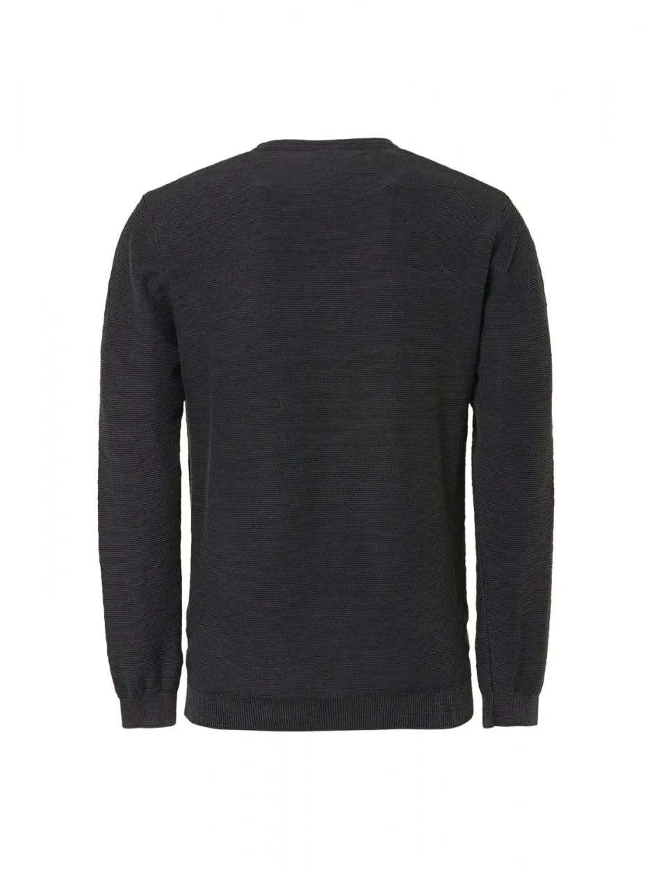Pullover Crewneck Relief Garment Dyed   Stone Washed | Black