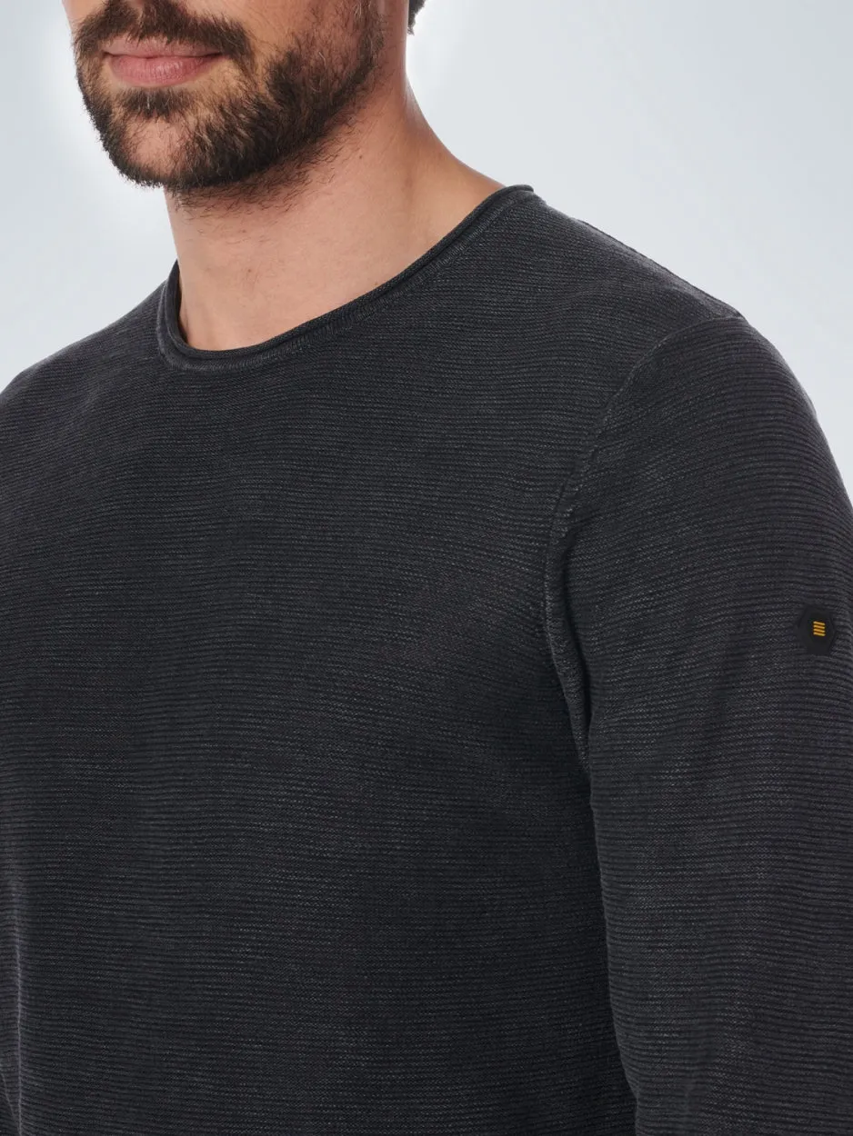 Pullover Crewneck Relief Garment Dyed   Stone Washed | Black