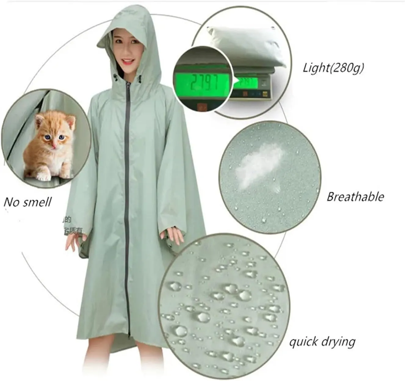 Raincoat Women men Waterproof,Rain Wear Outdoors Backpack Rain coat Poncho jacket cloak big cap