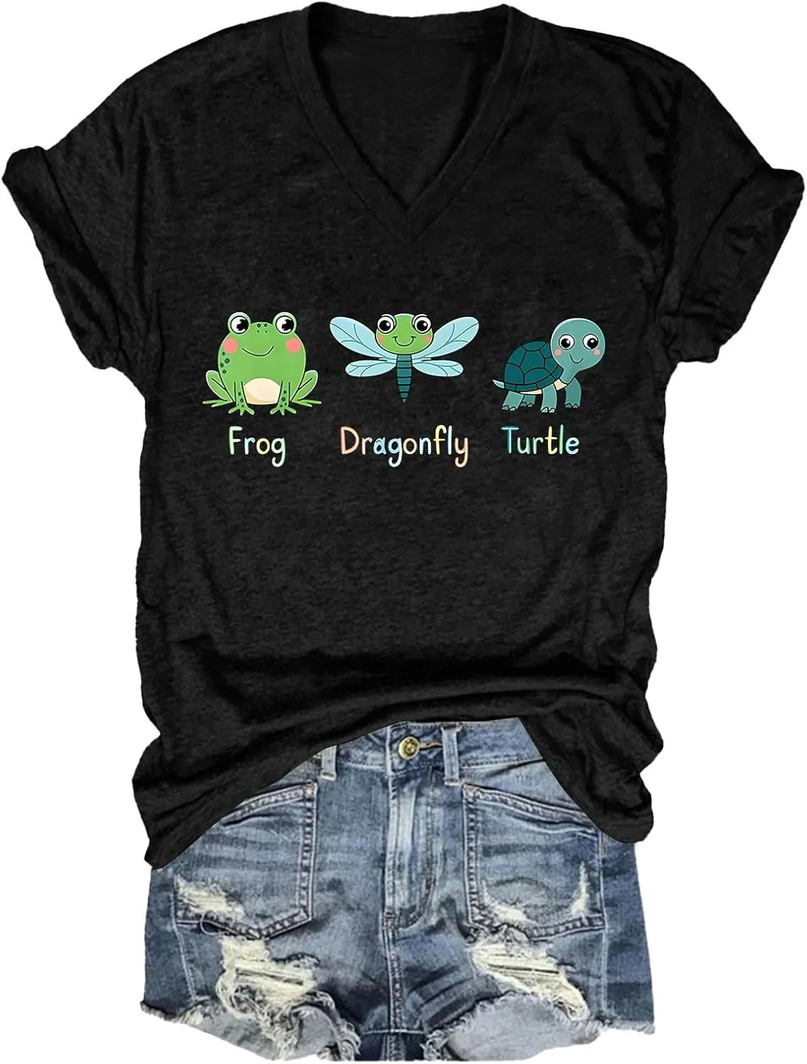 Resist Womens Tops Subtle Political Frog Dragonfly Turtle Short Sleeve Shirts for Women Hate Him Too Funny Shirt