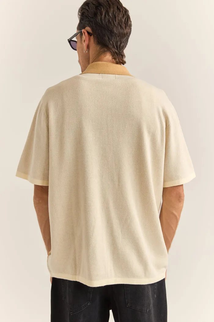 Rhythm Loma Knitted Ss Shirt - NATURAL