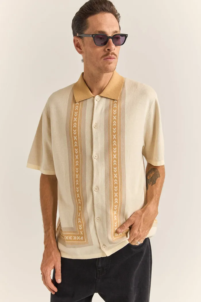Rhythm Loma Knitted Ss Shirt - NATURAL