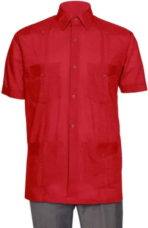 Short Sleeve Guayabera Shirt - for Men Cuban Linen Look
