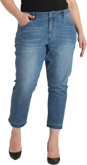 Standards & Practices Women's Plus Size Ankle Jeans with Cropped and Frayed Edges