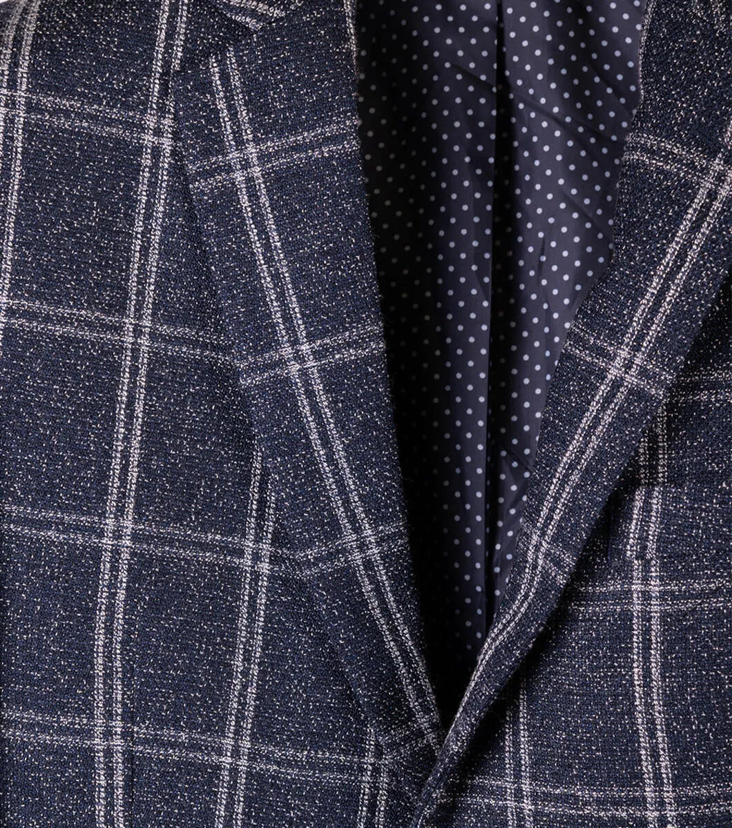 Tr Premium Slim Fit Blue Window Pane Blazer 852