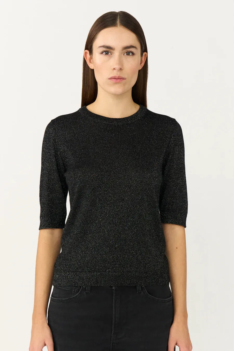 Vigga SS Lurex Knit Black
