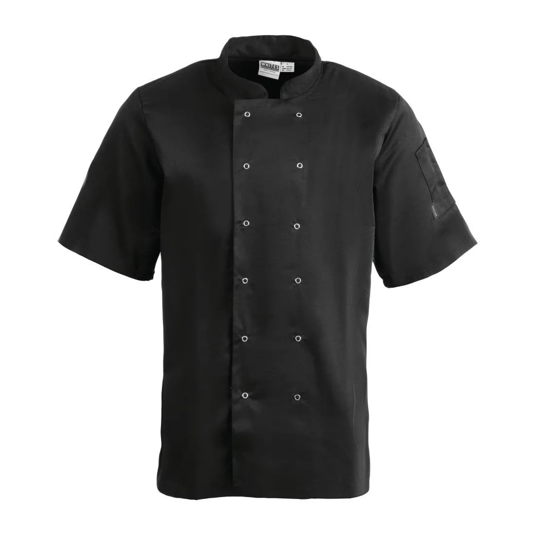 Whites Vegas Unisex Chefs Jacket Short Sleeve Black XS - A439-XS