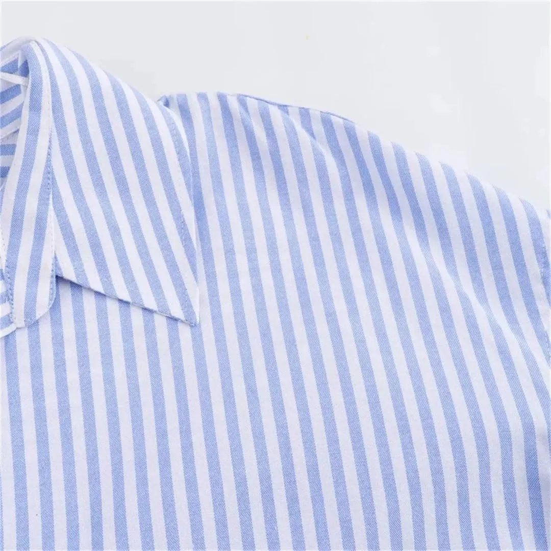 Woman Shirt Striped Long Sleeve Blouses Basic Shirts Top